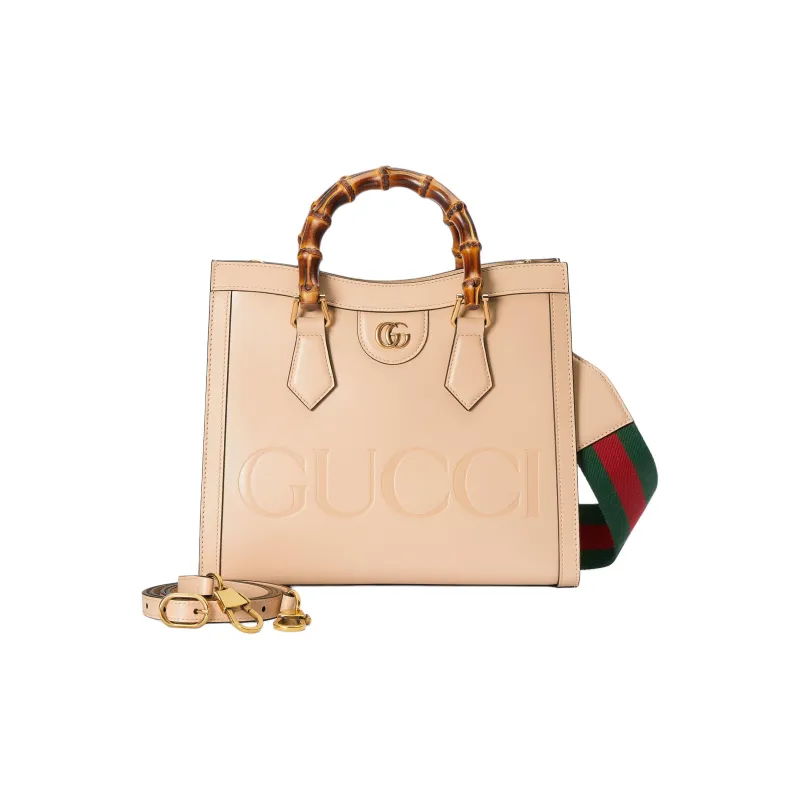 GUCCI Diana Leather Tote Bag Shopping Bag Shoulder Bag Crossbody Bag Handbag Small Size Women's Light Beige-2