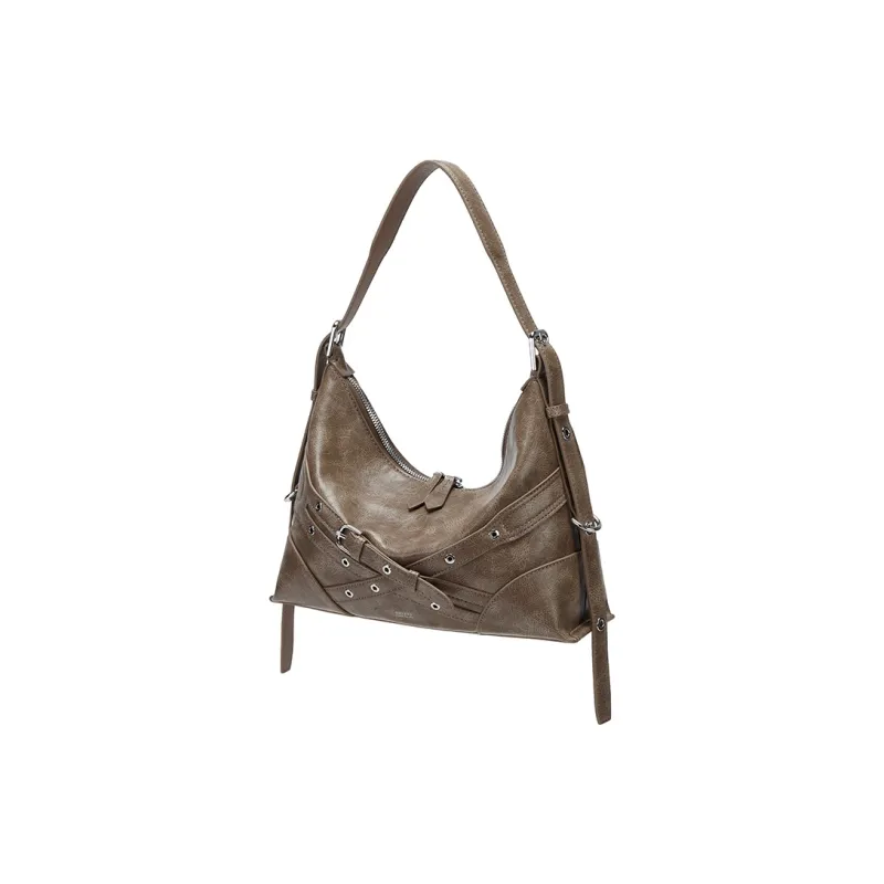 HXXXXS Cow Leather Handbag, Shoulder Bag Regular Women's Black/Wasteland Gray-6