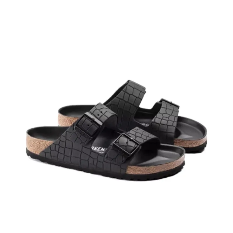Birkenstock Arizona Rubber Sole Abrasion-Resistant Slide Slippers Unisex Black Regular-2