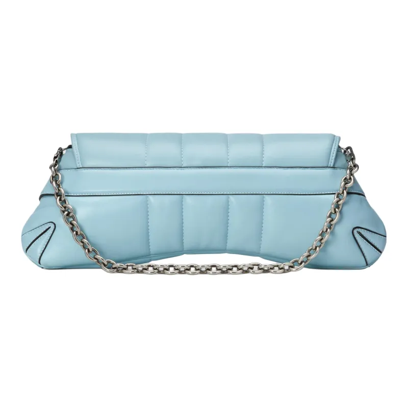 GUCCI HORSEBIT CHAIN Quilted Leather Shoulder Bag, Handheld Shoulder Bag Women's Light Blue-4