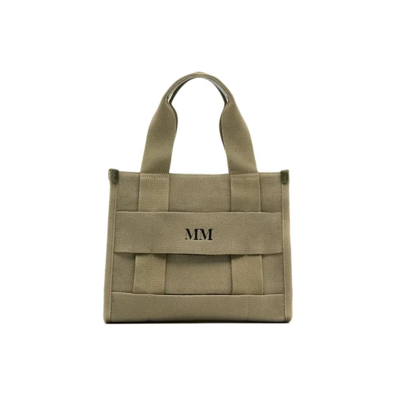 ZARA Polyester Tote Bag, Shopping Bag, Handbag, Shoulder Bag, Crossbody Bag Medium Size Women's Khaki Green-0