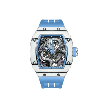 HaofaTourbillon Arknights Series Mechanical Movement Rubber Strap Watch Men's Watches Cut Out Dial