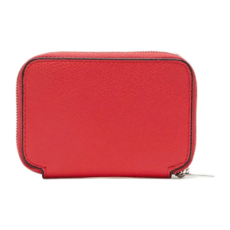 Valextra Millepunte Calfskin Key Pouch Wallet Women's Brown, Gray, & Red-0