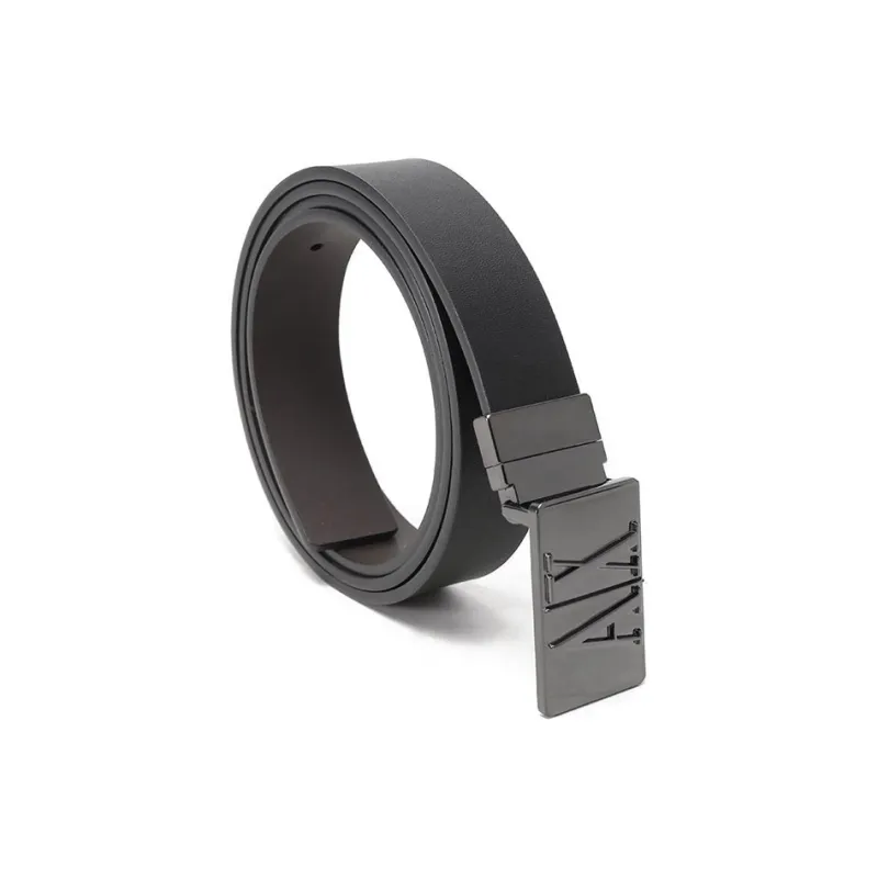ARMANI EXCHANGEAE Emblem Buckle Head Non-Trimmable Double-Sided Rotating Leather Belts Men's Width: 3cm-1