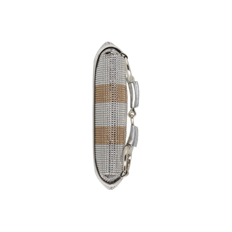 GUCCI Horsebit 1955 Silk Satin Handbag Shoulder Bag Women's Silver-5