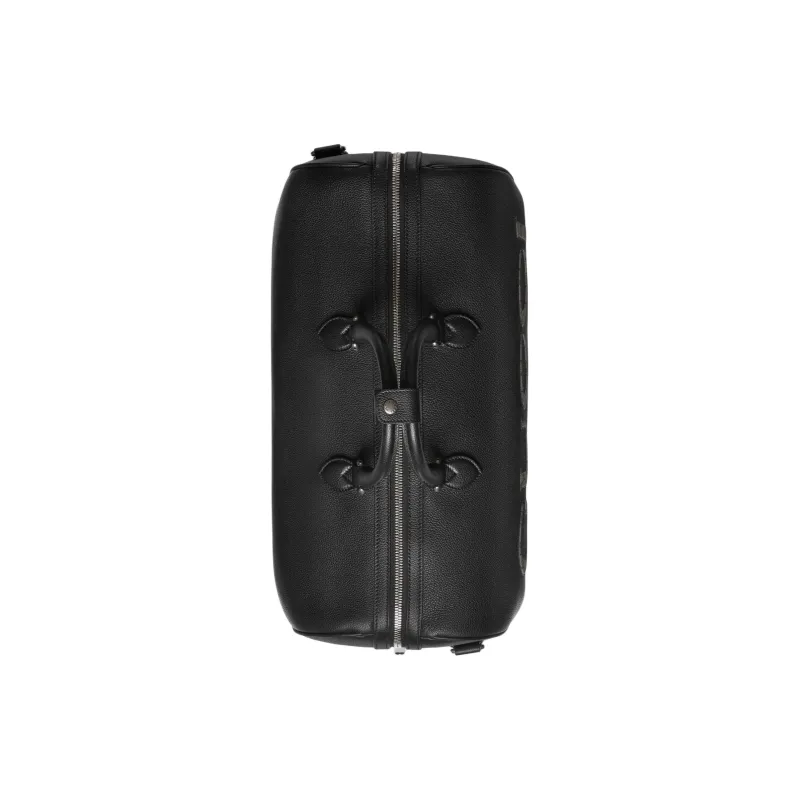 GUCCI One Shoulder Crossbody Portable Travel Bag Leather With GG Supreme Canvas Medium Size Men's Black-5