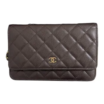 CHANEL WOC Litchi Grain Cow Leather Shoulder Bag, Crossbody Bag Women's Brown