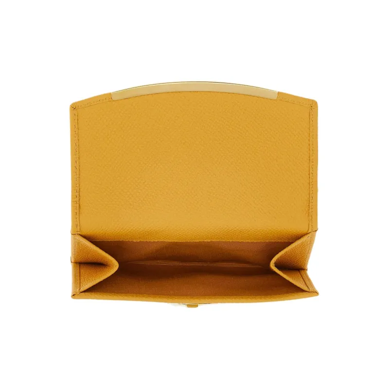FERRAGAMO GANCINI Hammered Texture Calfskin Wallet Trumpets Women's Yellow-3