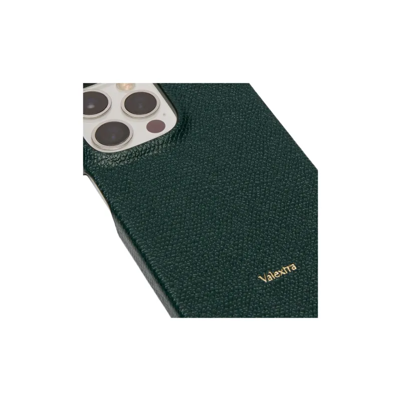 Valextra Millepunte Calfskin IPhone 13 Pro Protective Cover Bag Accessory Women's Green-2