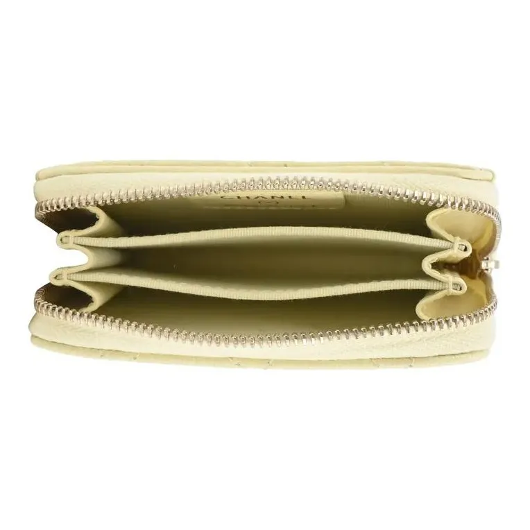 CHANEL Calfskin Combined With Lambskin Coin Purse Women's Light Yellow-2