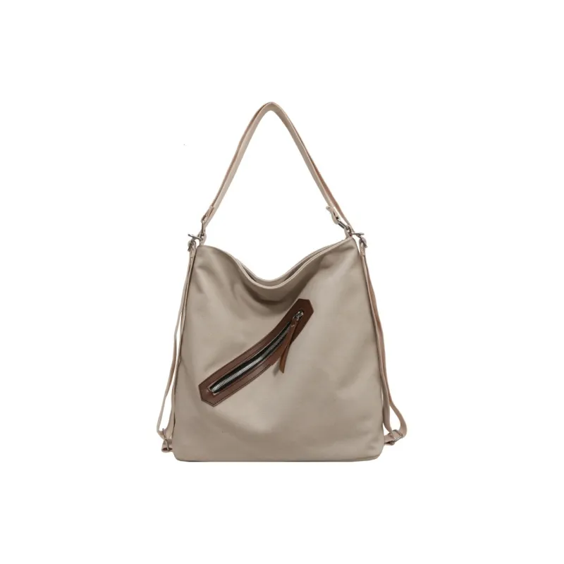 GEERDUN Canvas Bag, Backpack, Crossbody Bag, Shoulder Bag Unisex Black/Ecru/Dark Khaki-3