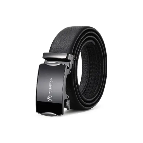 AUGTARLION Trendy Business Young Mirror Finish Automatic Buckle Genuine Leather Leather Belts Men's Black 3.5cm