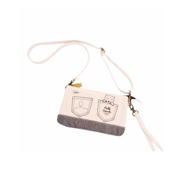 Hello Marche Fabric Shoulder Bag, Crossbody Bag Regular Unisex White-1