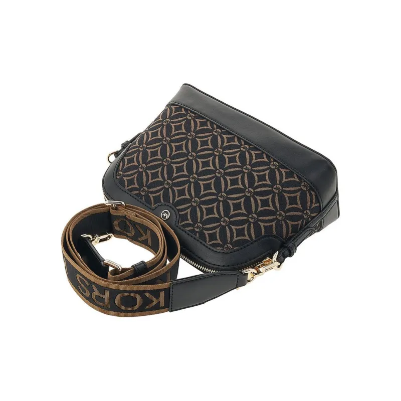 MICHAEL KORS Jet Set Fabric With Cow Leather Shoulder Bag Crossbody Bag Women's Black & Brown-4