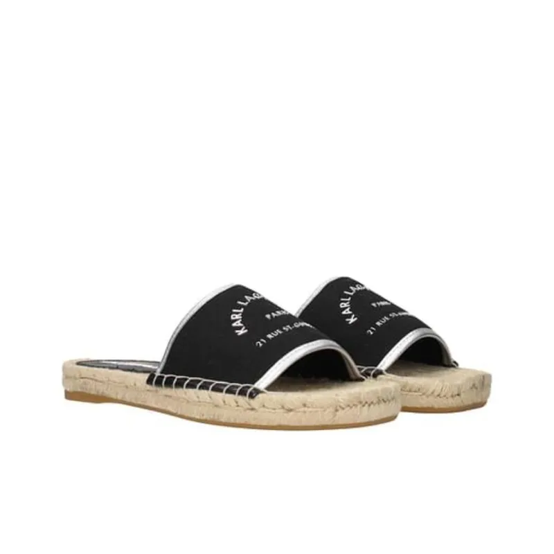 KARL LAGERFELD Slide Slippers Women's Black Silver-1