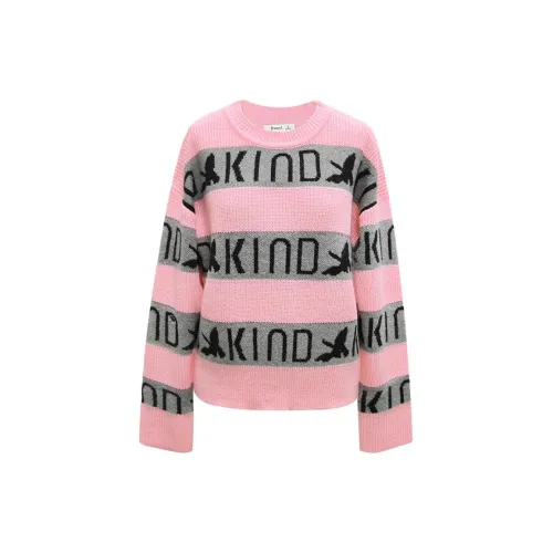 Duoyi Sweaters Women's Pink Gray Stripe