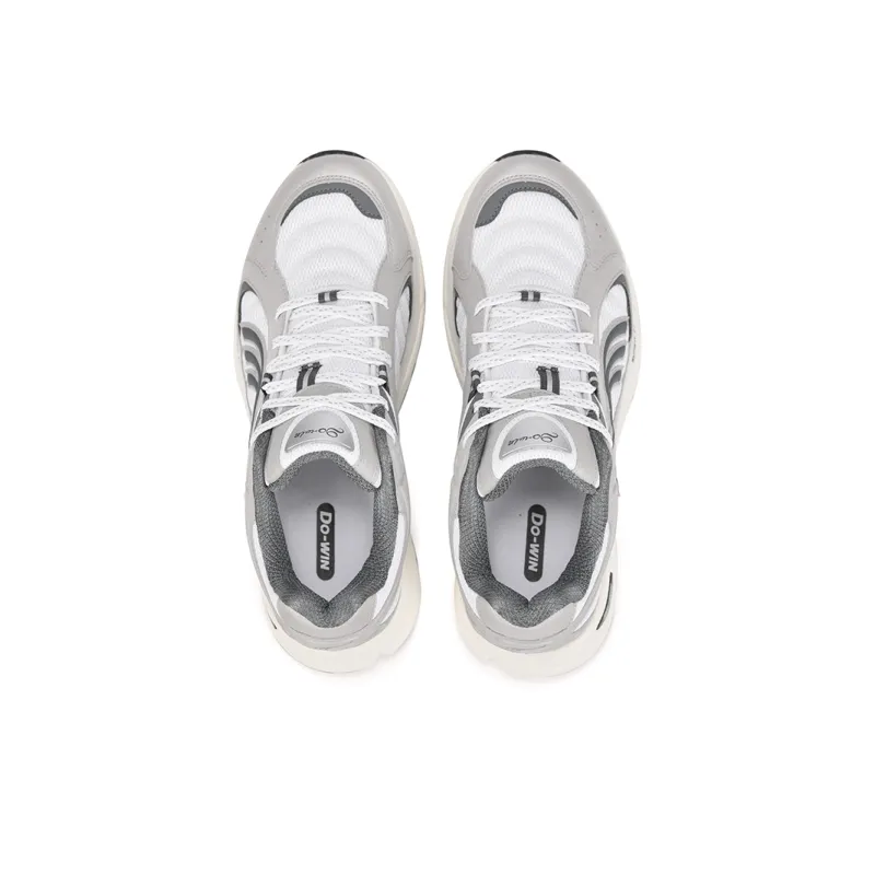 DO WIN Shock Absorbers Slip Resistant Breathable Low Top Casual Running Shoes Unisex Light Gray White-2