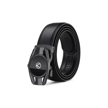 AUGTARLION Kangaroo Young And Middle Aged Business Automatic Buckle Pants Belt Leather Belts Men's Black 3.5cm