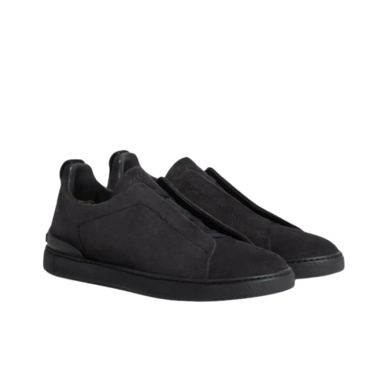 Zegna Suede Triple Stitch Navy Blue-2