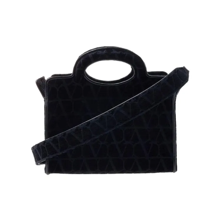 Valentino Fabric Tote Bag, Shopping Bag, Shoulder Bag, Crossbody Bag, Handbag Women's Black-2