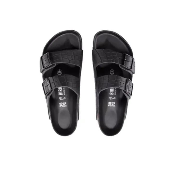 Birkenstock Arizona Rubber Sole Abrasion-Resistant Slide Slippers Unisex Black Regular-3