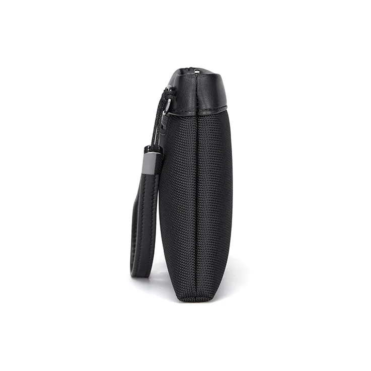 CNOLES Synthetic Leather Patchwork Fabric Clutch Regular Men's Midnight Black-4