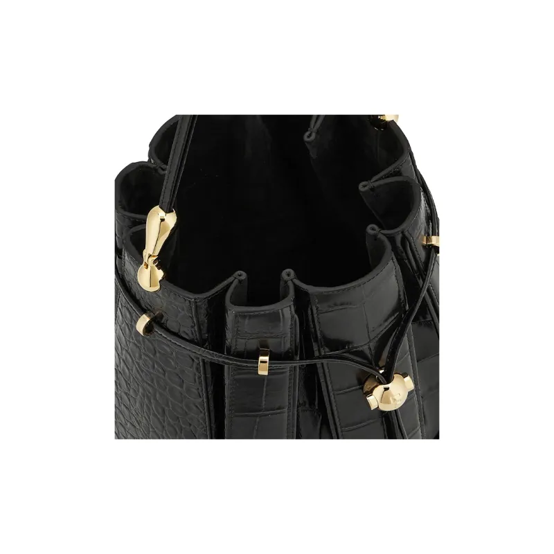 FERRAGAMO Calf Leather And Suede Bucket Bag, Handbag, Shoulder Bag Women's Black-4
