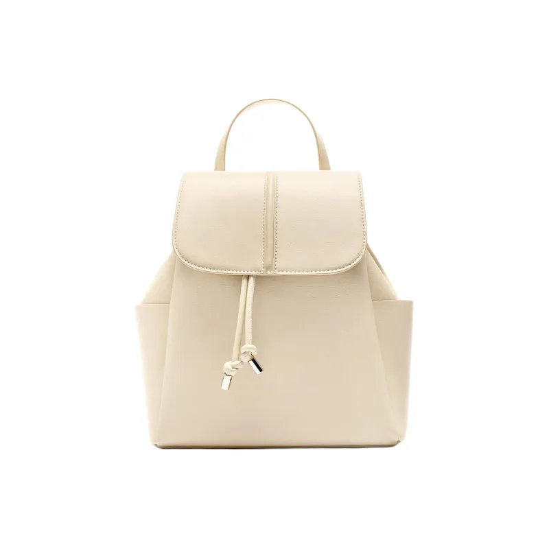 ZARA Polyurethane Backpack Women's Raw White-0