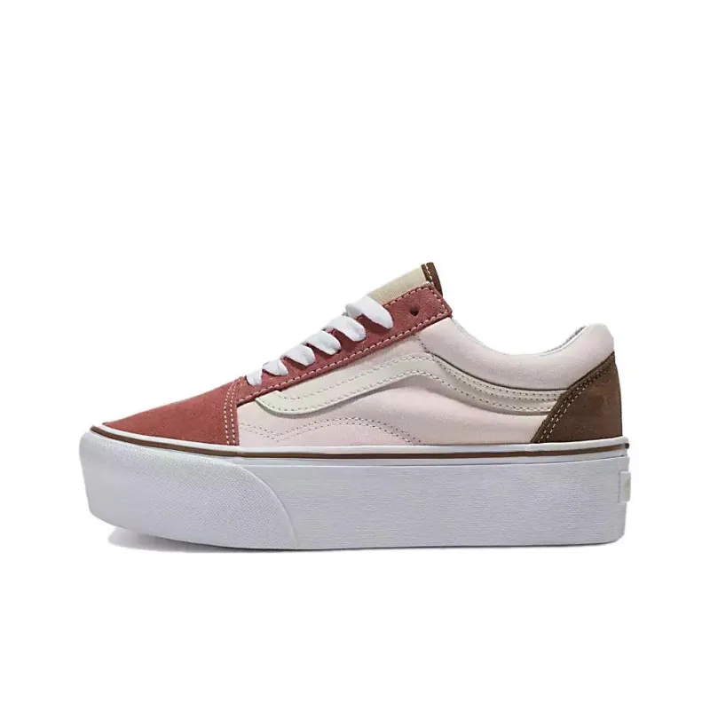 Vans Old Skool Stackform Anti-Slip Wear-Resistant Low-Top Skateboard Shoes Unisex White Red-0
