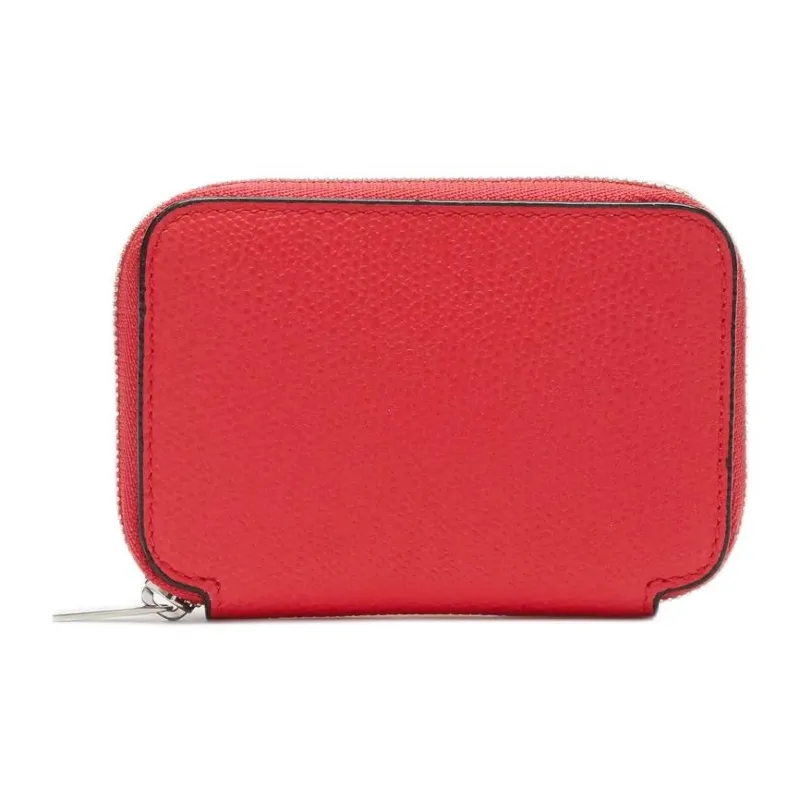 Valextra Millepunte Calfskin Key Pouch Wallet Women's Brown, Gray, & Red-1