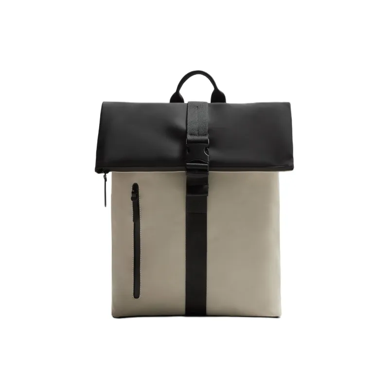 ZARA Polyurethane Backpack Men's Light Gray-0