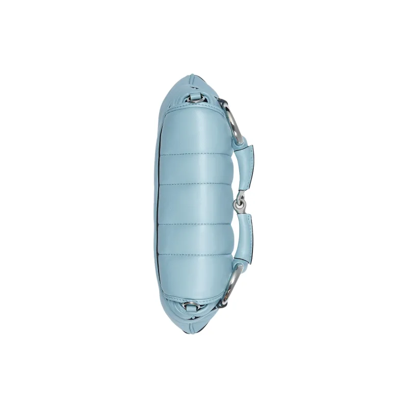 GUCCI HORSEBIT CHAIN Quilting Leather Shoulder Bag Handheld Shoulder Bag Small Size Women's Light Blue-7