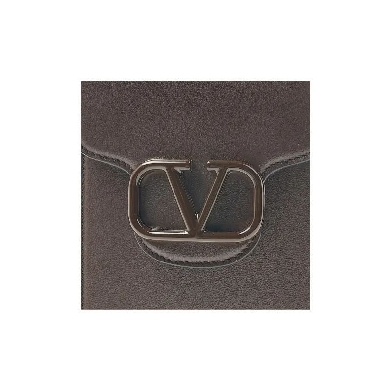 Valentino Calfskin Cell Phone Pouch Unisex Brown-5