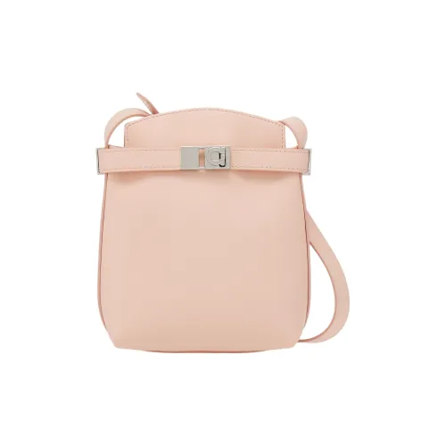 FERRAGAMO GANCINI Smooth Calf Leather Shoulder Bag Crossbody Bag Extra Mini Women's Nylon Pink