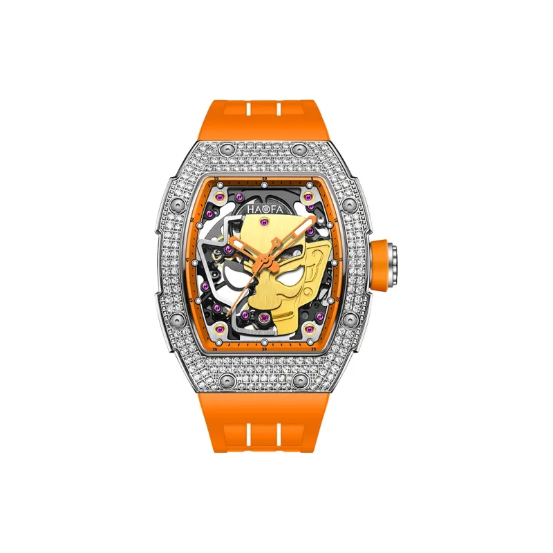 HaofaTourbillon Automatic Mechanical Movement Rubber Strap Watch Men's Watches Cut-Out Dial-10