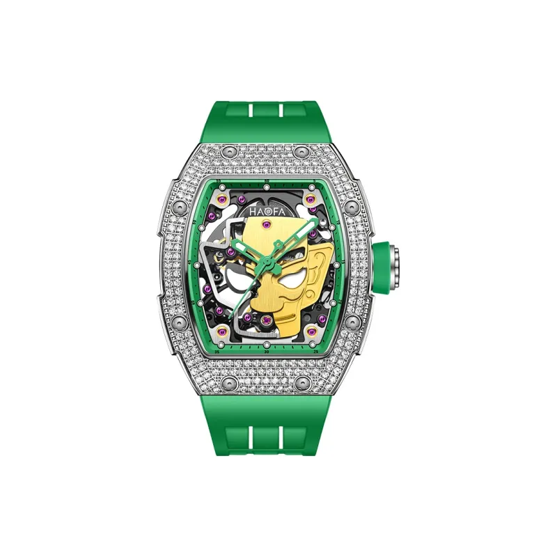HaofaTourbillon Automatic Mechanical Movement Rubber Strap Watch Men's Watches Cut-Out Dial-13