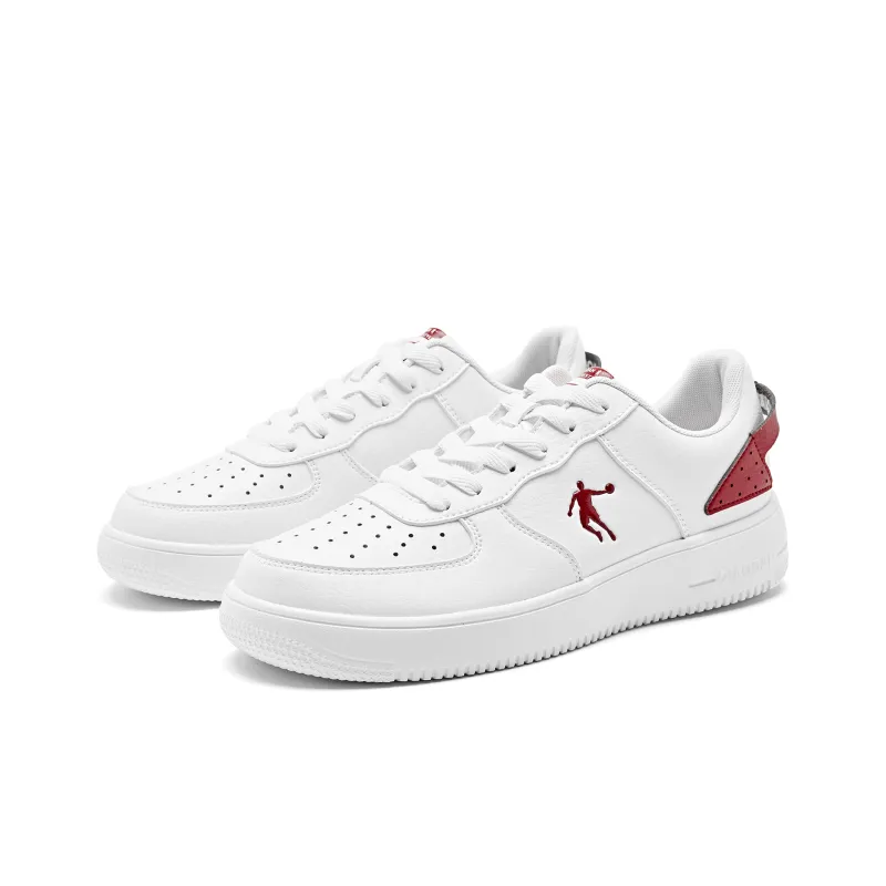 QIAODAN Skateboard Shoes Men Low Top Jordan White Iron Red-2