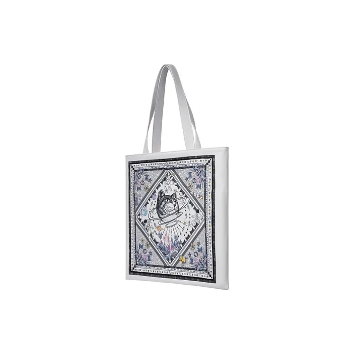 MAH Polyester Shoulder Bag, Handbag Regular Unisex Gray White-1