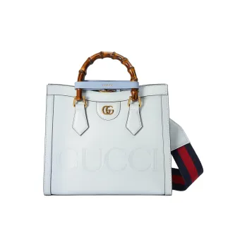 GUCCI Diana Leather Tote Bag Shopping Bag Shoulder Bag Crossbody Bag Handbag Small Size Women's Light Blue