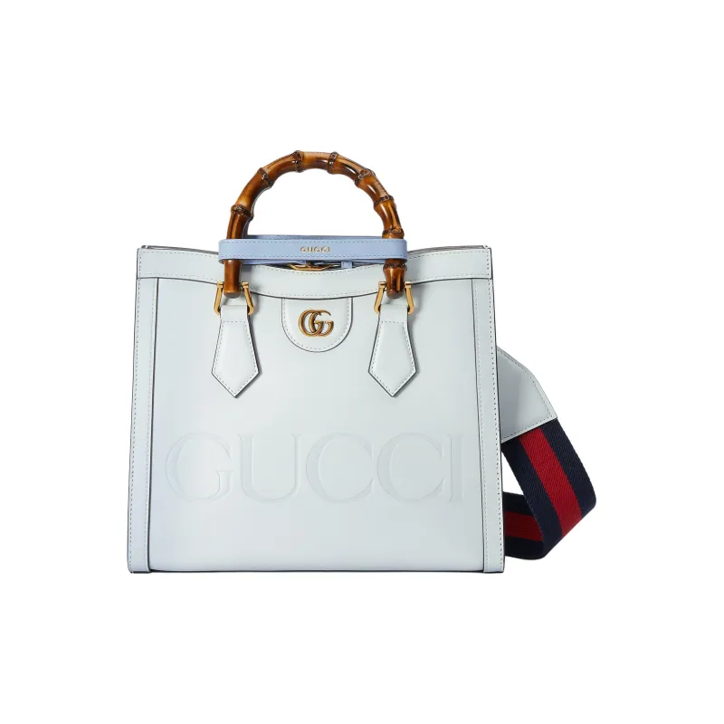 GUCCI Diana Leather Tote Bag Shopping Bag Shoulder Bag Crossbody Bag Handbag Small Size Women's Light Blue-0