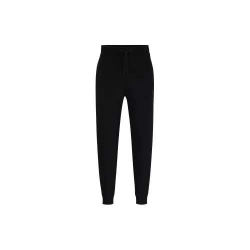 HUGO BOSS Cotton-Terry Tracksuit Bottoms With Logo Detail Casual Pants Men's Black
