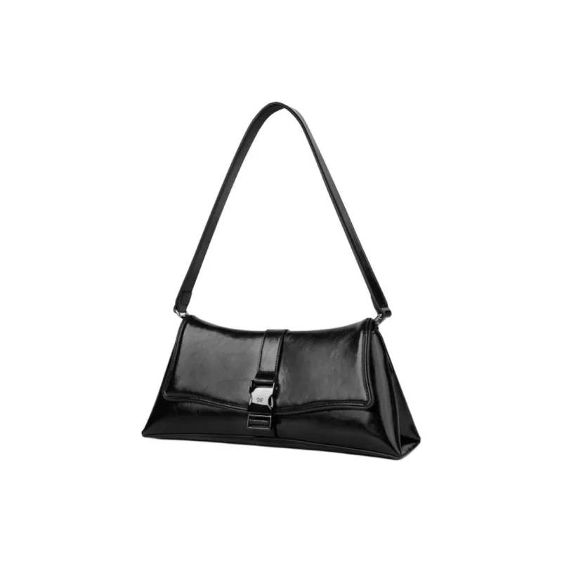 INJOYLIFE Cow Leather Handbag, Shoulder Bag, Crossbody Bag Medium Size Women's Black-1