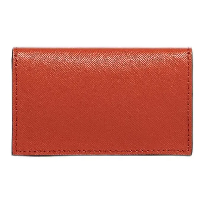 MARNI Calfskin Card Holder Women's Brown & Orange-3