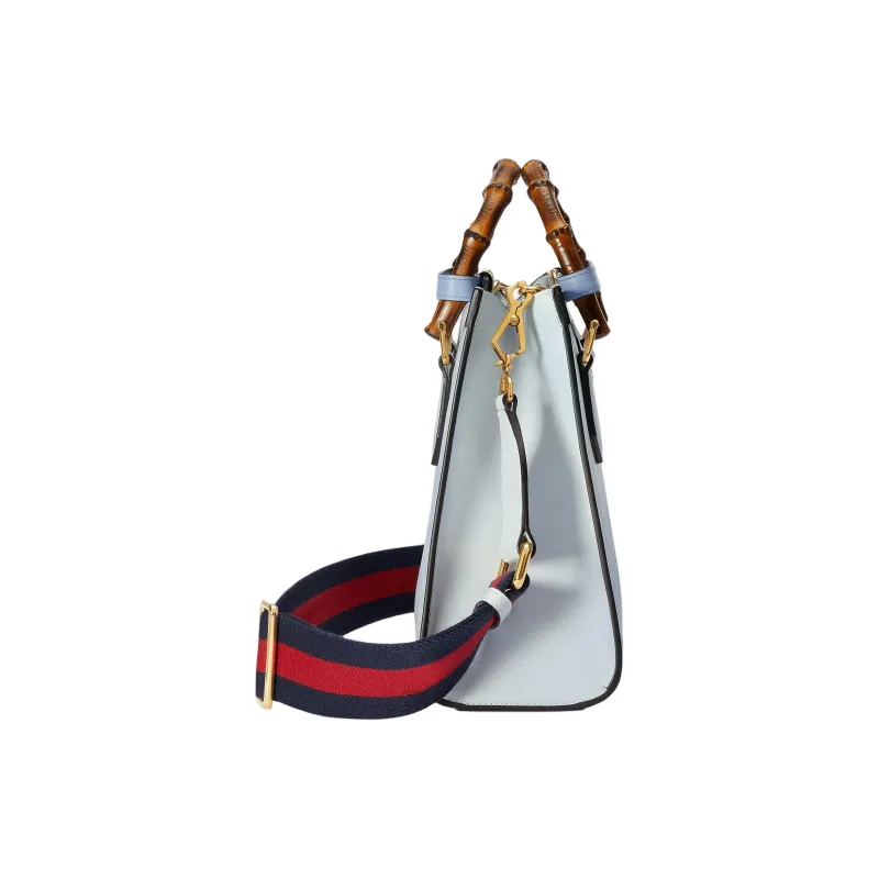 GUCCI Diana Leather Tote Bag Shopping Bag Shoulder Bag Crossbody Bag Handbag Small Size Women's Light Blue-5