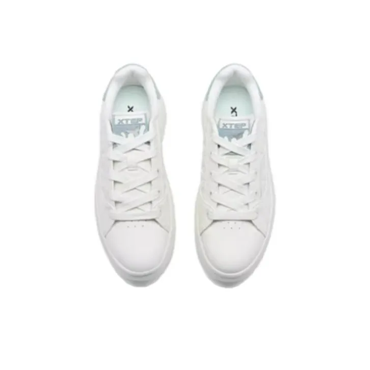 XTEP Cushioning Wear Resistant Low Top Skateboard Shoes Women's White Blue-2