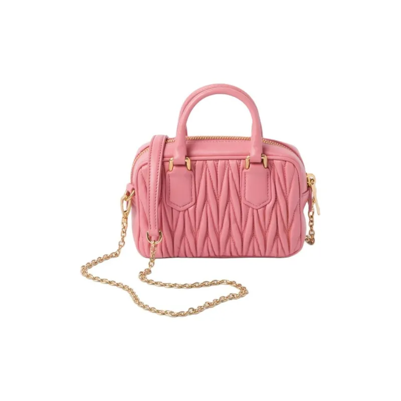 MIU MIU Soft Sheep Leather Shoulder Bag, Crossbody Bag, Handbag Mini Women's Pink-2