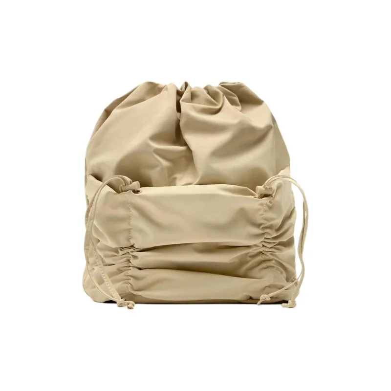 ZARA Polyester Backpack Large Size Women's Brown-0