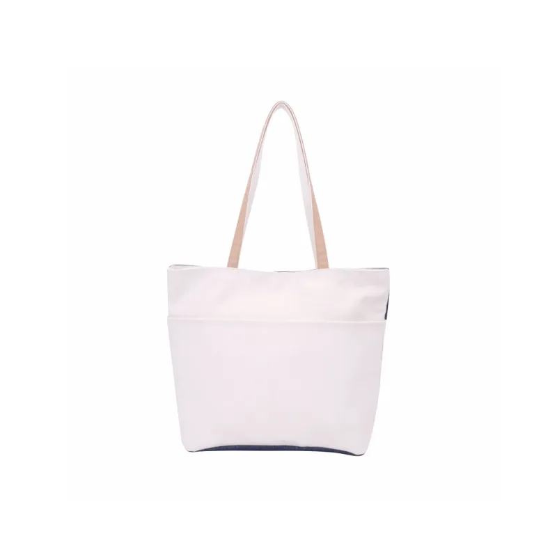 Hello Marche Fabric Tote Bag, Shopping Bag, Shoulder Bag, Handbag Unisex Blue-2
