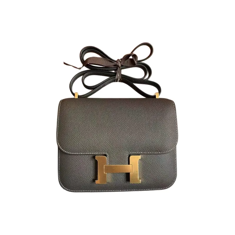 HERMES Constance Epsom Leather Shoulder Bag, Crossbody Bag Mini Women's 88 Graphite Gray-0