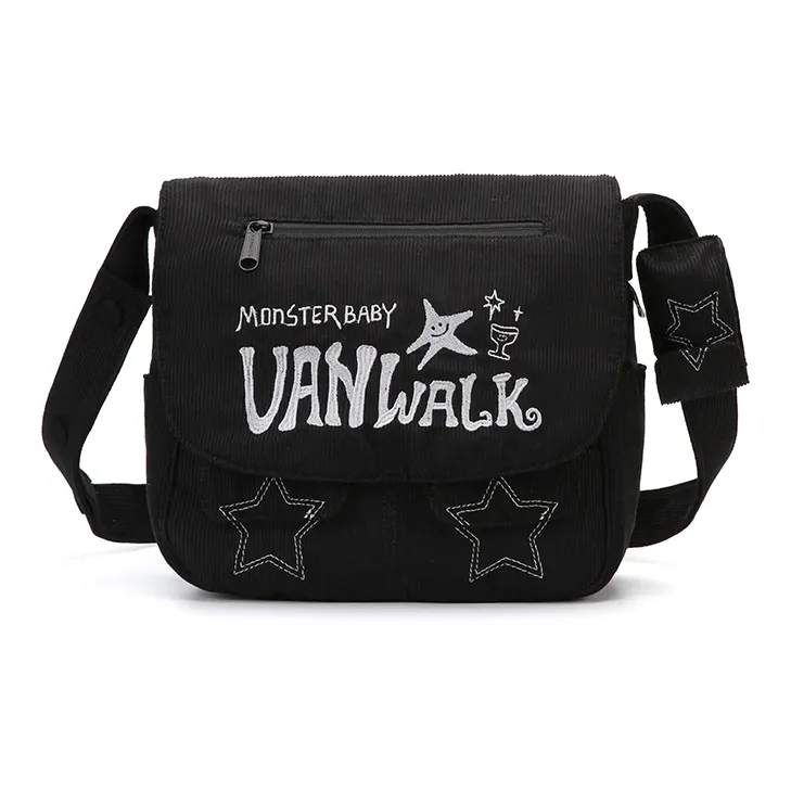 VANWALK Polyester Cotton Blend Crossbody Bag, Shoulder Bag Regular Women's White/Black-6